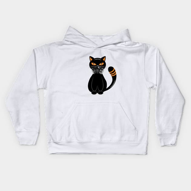 Black cat with funny coronavirus face mask gas mask funny quarantine gift for nurses, mom, dad, friends, husb, wife and any cat lovers duds Kids Hoodie by AbirAbd